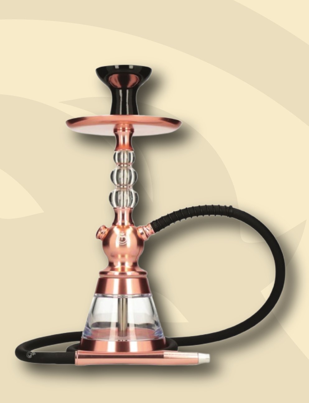 Copper-toned chicha hookah pipe