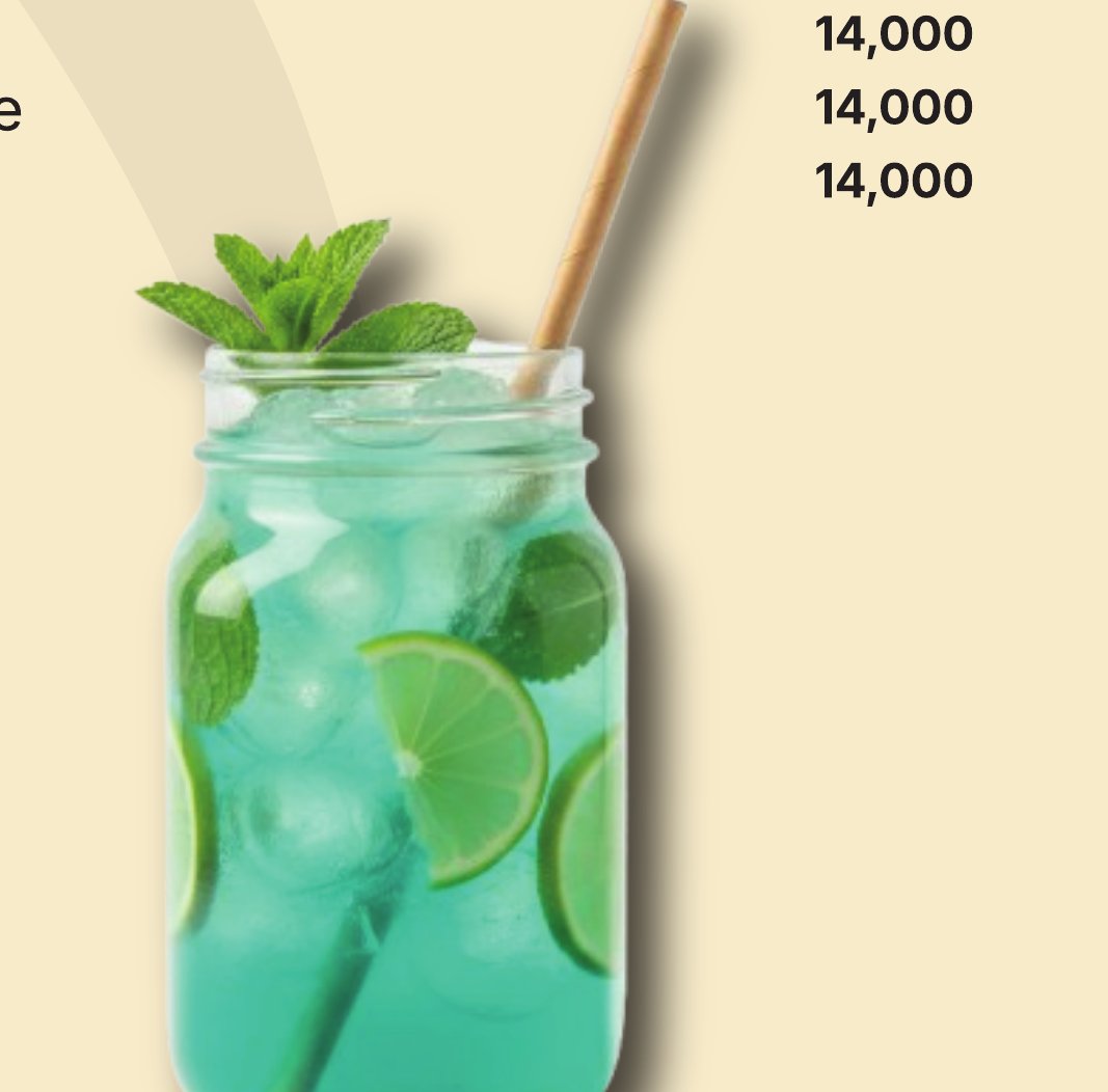 Blue Hawaiian mojito with mint and lime in a mason jar